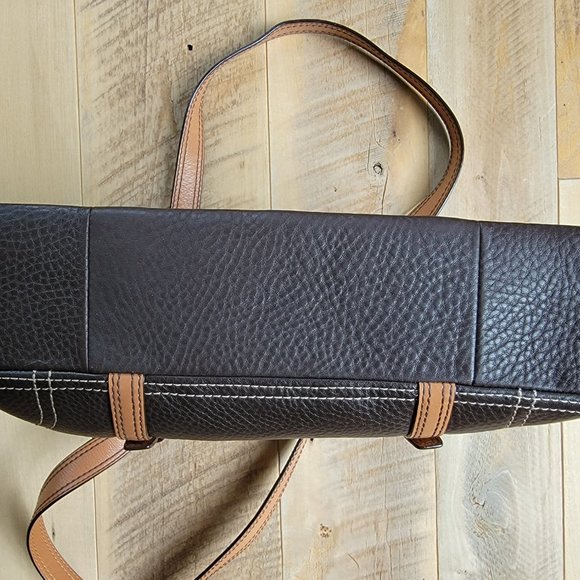 Coach Chelsea Two Tone Brown Pebbled Leather Handbag - Picture 7 of 14